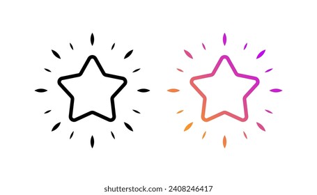 Star icons. Linear, sparkling star icons. Vector icons