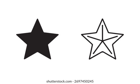 Iconos de estrella con contorno y relleno sólido con fondo transparente