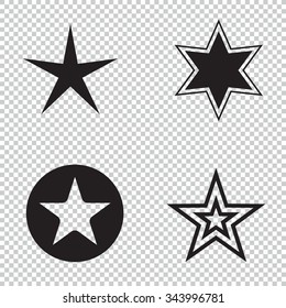 Star icons. Star pictogram. Set star icons. Concept rating, success, awards. Collection star pictogram. Colored star shape. Simple icon star. Isolated star symbol. Star icon on a black background.