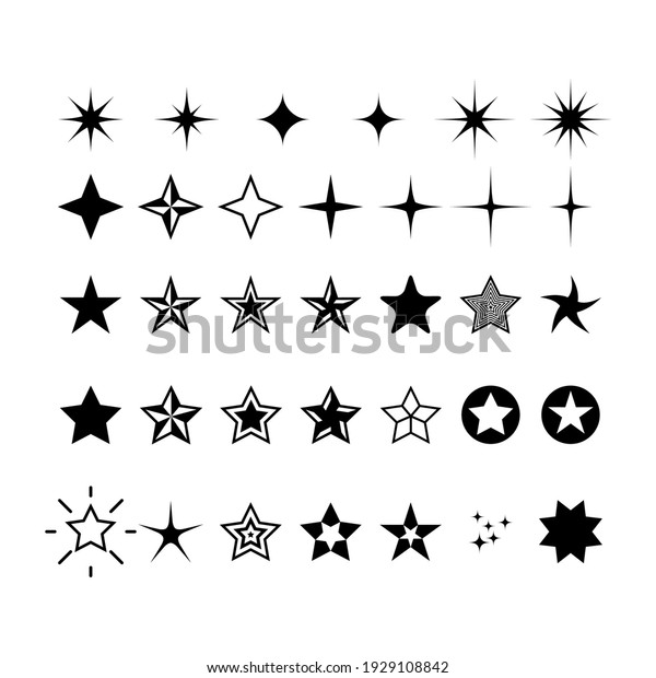 Star Icons Rating Rank Symbols Decor Stock Vector (Royalty Free ...