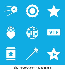 Star icons set. set of 9 star filled icons such as vip, sparklers, star, heart frozen, favorite music, award