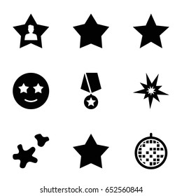 Star icons set. set of 9 star filled icons such as favourite user, cookie, disco ball
