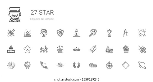 star icons set. Collection of star with compass, boxing, laurel, big bang, saturn, badge, solar system, christmas tree, discount, air force. Editable and scalable star icons.