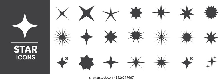 Star Icons Set, Containing All Star Icons Outlines, Vector Illustration Collection Editable eps10