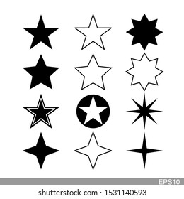 Star icons set. Five star collection. Vector illustration