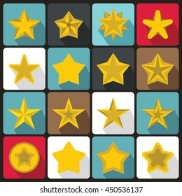 Star icons set in flat ctyle. Yellow stars set collection vector illustration