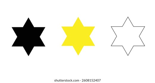 Star icons set isolated on white background. black. yellow. liner. eps