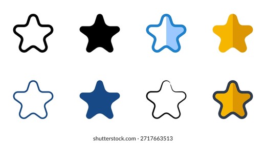 Star icons set multiple style collection. Editable stroke 
