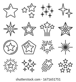 Star Icons Set on White Background. Line Style Vector