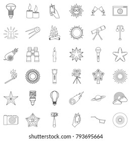 Star icons set. Outline style of 36 star vector icons for web isolated on white background