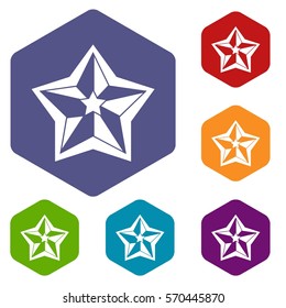 Star icons set rhombus in different colors isolated on white background