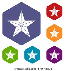 Star icons set rhombus in different colors isolated on white background