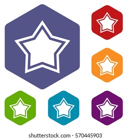 Star icons set rhombus in different colors isolated on white background
