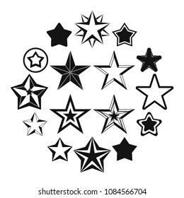 Star icons set in simple ctyle. Black and white stars set collection vector illustration