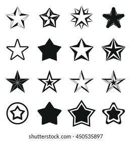 Star icons set in simple ctyle. Black and white stars set collection vector illustration