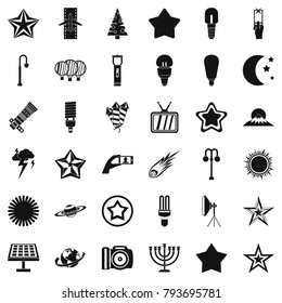 Star icons set. Simple style of 36 star vector icons for web isolated on white background