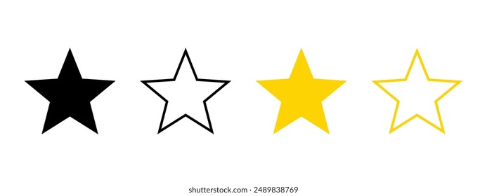 Star icons set. Stars collection. Golden and black stars isolated on white background. Vector illustration.