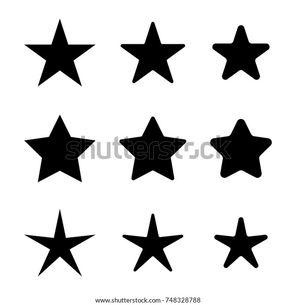 星のアイコンセット さまざまな5つの先の黒い星 ベクターイラスト のベクター画像素材 ロイヤリティフリー