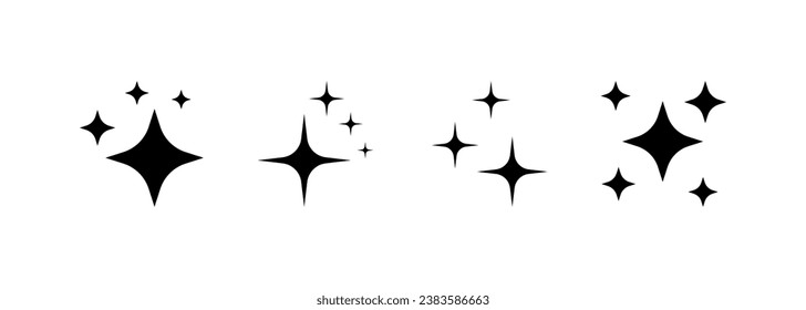 Star icons. Silhouette, black, beautiful stars icons. Vector icons