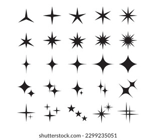 Iconos de estrella. Forma de espuma, símbolo de la luz de las manecillas. Elementos brillantes, signos mágicos de estallido. Estrellas navideñas vectores de fuegos artificiales aislados conjunto. Colección de formas de espacio brillante y brillante