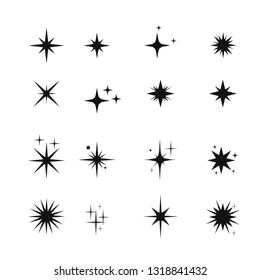 Star icons. Sparkles, shining burst. Vector symbols star isolated on white background