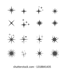 Star icons. Sparkles, shining burst. Vector symbols star isolated on white background