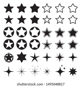 Star icons. Sparkles, shining burst. Vector symbols star isolated on white background