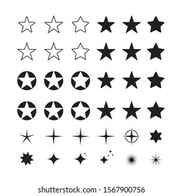 	
Star icons. Sparkles, shining burst. Vector symbols star isolated on white background. Design element. 