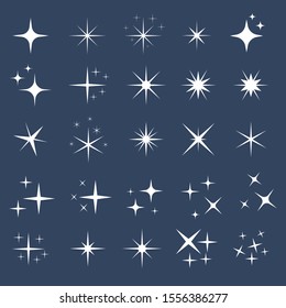 Star icons. Twinkling stars. Sparkles, shining burst. Christmas stars vector isolated.