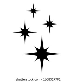 Star icons. Twinkling stars. Sparkles, shining burst. Christmas vector symbols isolated