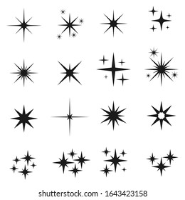 Star icons. Twinkling stars. Sparkles, shining burst.  vector Illustration