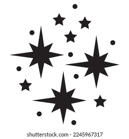 Star icons. Twinkling stars. Sparkles, shining burst. Christmas vector symbols isolated