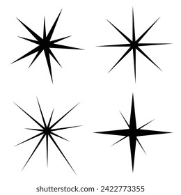 Star icons. Twinkling stars. Sparkles, shining burst.