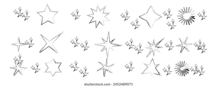 Star icons. Twinkling stars. Sparkles, shining burst. Christmas vector symbols isolated