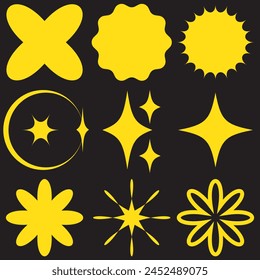 Star icons. Twinkling stars. Sparkles, shining burst. Christmas vector symbols isolated