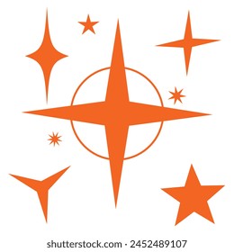Star icons. Twinkling stars. Sparkles, shining burst. Christmas vector symbols isolated