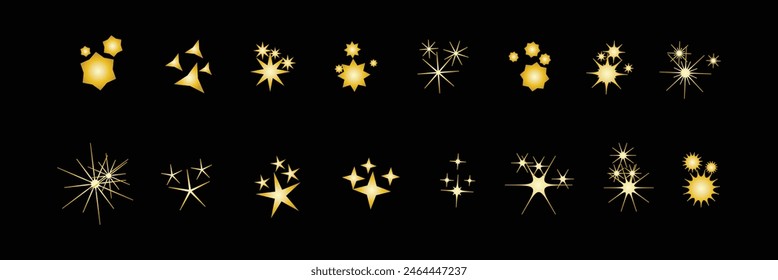 Iconos de estrellas. Estrellas centelleantes. Destellos, explosión brillante. Navidades símbolos de Vector aislados. iconos de estrella. eps10.