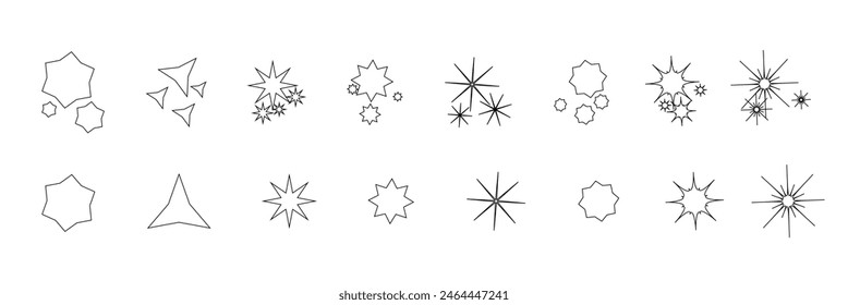 Iconos de estrellas. Estrellas centelleantes. Destellos, explosión brillante. Navidades símbolos de Vector aislados. iconos de estrella. eps10.