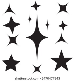Star icons. Twinkling stars. Sparkles, shining burst. Shiny sparks. Sparkles symbols. 11:11