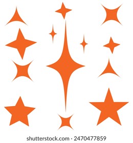Star icons. Twinkling stars. Sparkles, shining burst. Shiny sparks. Sparkles symbols. 11:11