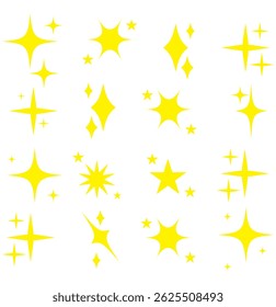 Ícones de estrela. Estrelas cintilantes. Brilhos, explosão brilhante. coleção de ícones de brilho. Conjunto de formas de estrela. Abstrato efeito de brilho fresco sinal de vetor design. 