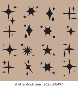 Ícones de estrela. Estrelas cintilantes. Brilhos, explosão brilhante. coleção de ícones de brilho. Conjunto de formas de estrela. Abstrato efeito de brilho fresco sinal de vetor design. 