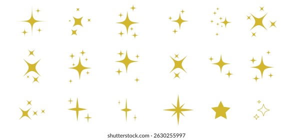 Star icons. Twinkling stars. Sparkles, shining burst. Christmas vector symbols isolated. Retro futuristic sparkle icons collection. collection of star icons in vector, shining icons, shiny, sparkling
