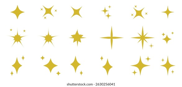 Star icons. Twinkling stars. Sparkles, shining burst. Christmas vector symbols isolated. Retro futuristic sparkle icons collection. collection of star icons in vector, shining icons, shiny, sparkling
