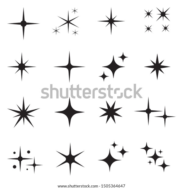 Star icons. Twinkling stars. Sparkles,\
shining burst. Christmas vector symbols\
isolated