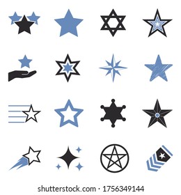 Star Icons. Two Tone Flat Design. Vector Illustration.