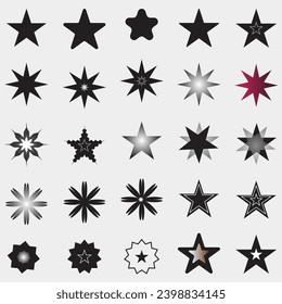 Star icons vector illustration. Different shapes.