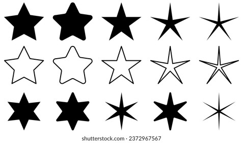 Star icons. Vector illustration isolated on white background
