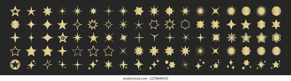 Star icons vector set. Gold sparkles. Collection of premium quality icons
