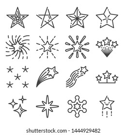 Star icons vector set. Line art style.